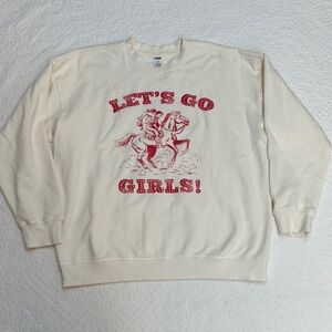 Victoria’s Secret pink western let’s go girls Women's Cream fleece Sweater sz L